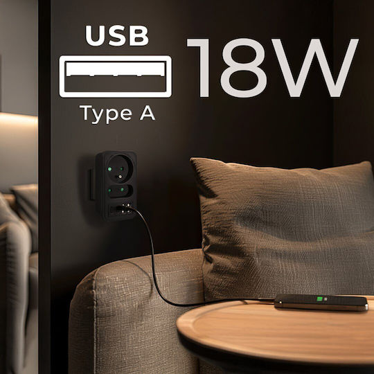 Maclean Energy Power Strip 2 Sockets with 2 USB-A and 2 USB-C without Cable France (Type E)
