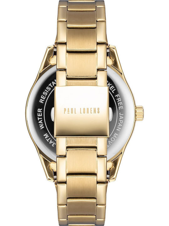 Paul Lorens Men's Watch 43mm Battery with Gold Metal Strap