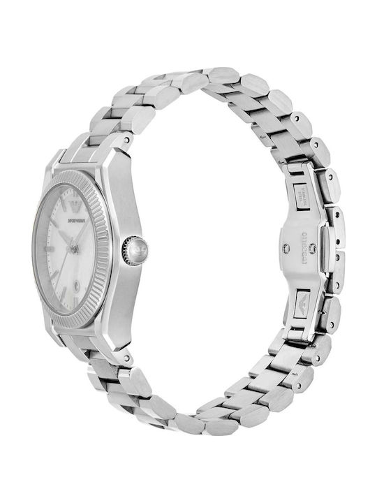 Emporio Armani Γυναικείο Ρολόι Μπαταρίας με Ασημί Μεταλλικό Μπρασελέ