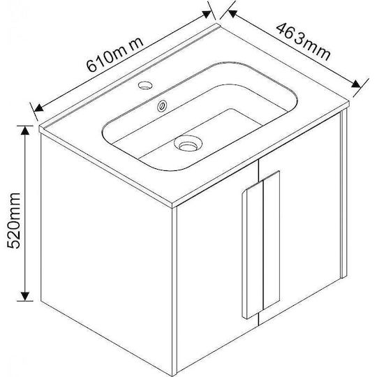 Inter Ceramic Waschtisch mit Waschbecken L60xB45xH50cm Braun