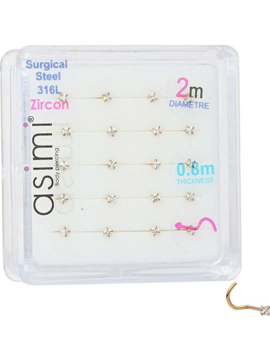 Asimi Body Piercing Σκουλαρίκι Μύτης από Επιχρυσωμένο Ατσάλι