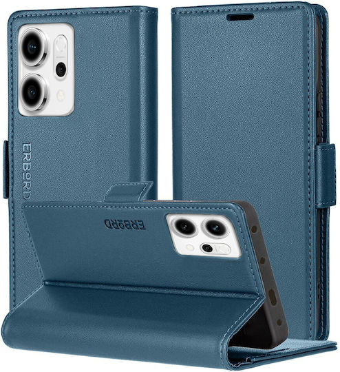 Θήκη Oppo Reno 14 Erbord Glossy Litchi Πορτοφόλι Πτυσσόμενο Καπάκι Μπλε