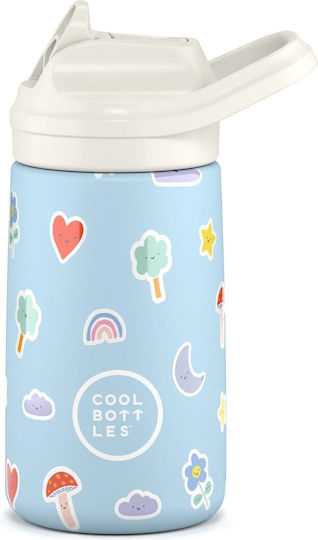 Cool Bottles Sticlă Pentru Copii Termos Silicon Kiddies Nori Curcubeu 350ml