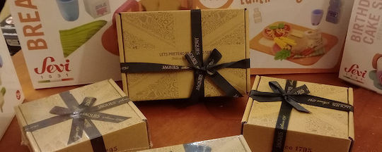 Set Deluxe 3 Κουτιά Δώρου Τρόφιμα από Ξύλο 14τμχ