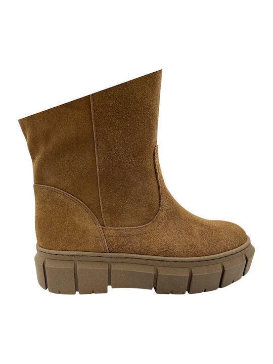 Anatomic Leather Medium Heel Women's Boots with Zipper Tabac Brown
