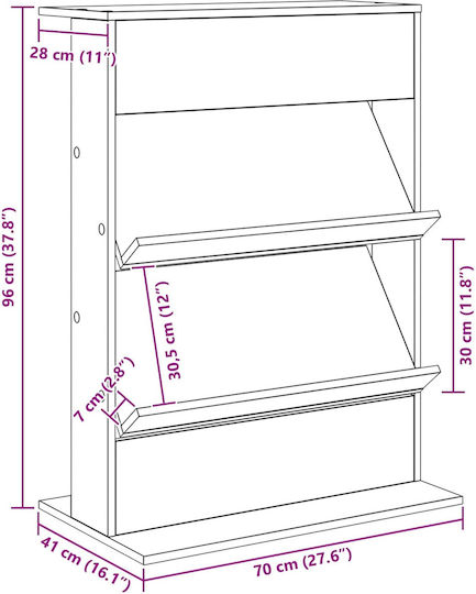 vidaXL Zeitschriftenständer Braun 70x41x96cm 1Stück