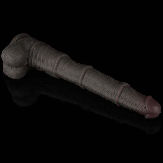 Lovetoy Dual Layered Ρεαλιστικό Dildo με Όρχεις και Βεντούζα Μαύρο