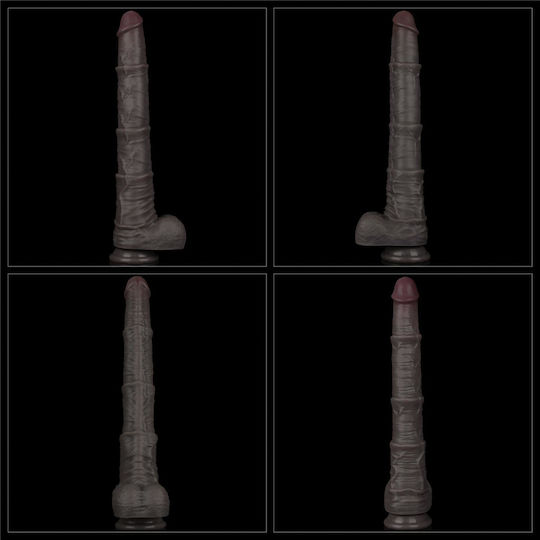 Lovetoy Dual Layered Ρεαλιστικό Dildo με Όρχεις και Βεντούζα Μαύρο
