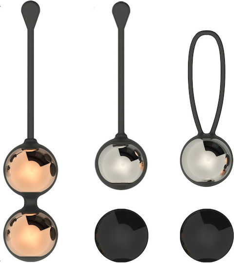 Set Lux Invincio Duo-Ball Tratament Incontinență Urinară Exerciții Kegel Stimulator Pelvic 3 Suporturi 6 Bile 9 Exerciții Diferite Medical Silicon Negru