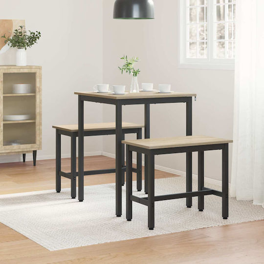 Трапезна Маса От Дъб Sonoma С Метална Рамка 60x60x75см
