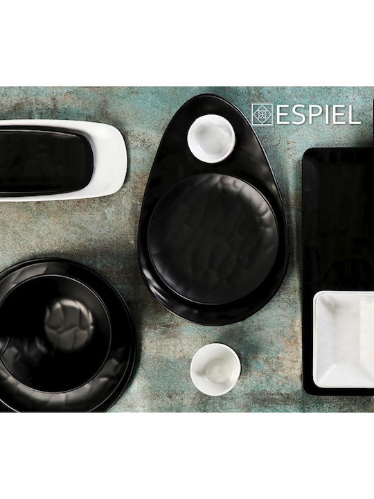 Espiel Wavy Plate Desert Rectangular made of Melamine Matte Black 21x8.5cm