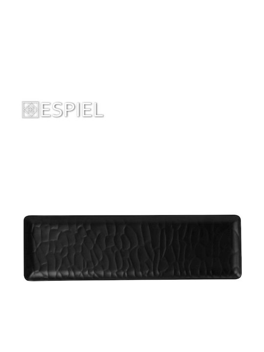 Espiel Wavy Matte Plate Shallow Rectangular made of Melamine Black 32.5x17.6cm