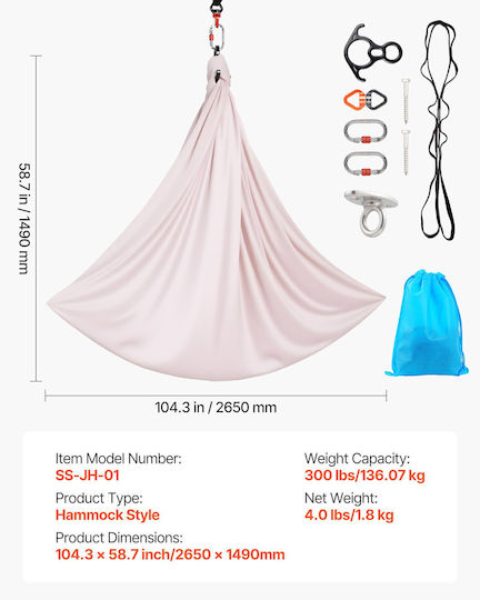 Vevor Set Aerial Yoga Length 2.65m Pink