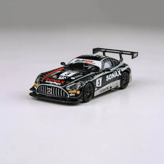 Machetă Auto Mercedes-Benz AMG GT3 Gulf 12h Ram Racing Sonax Negru Alb 1:64 Para64
