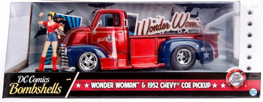 Machetă Auto Chevrolet Coe Pickup 1952 + Figurină Wonder Woman 1:24 Jada