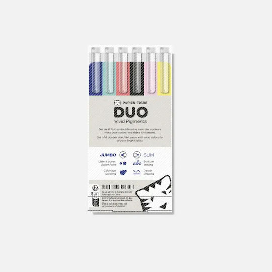 Papier Tigre Doppelte Zeichenmarker Dicke Set 6Stück