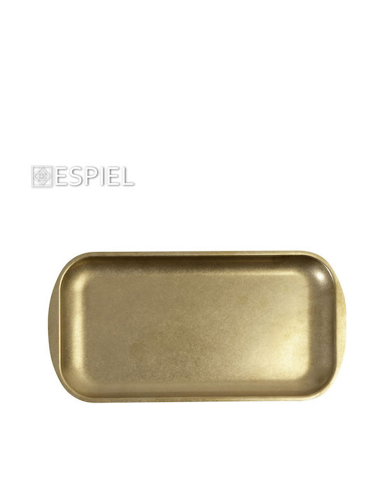 Espiel Snow Plate Shallow Rectangular Inox Gold 23x13.5cm