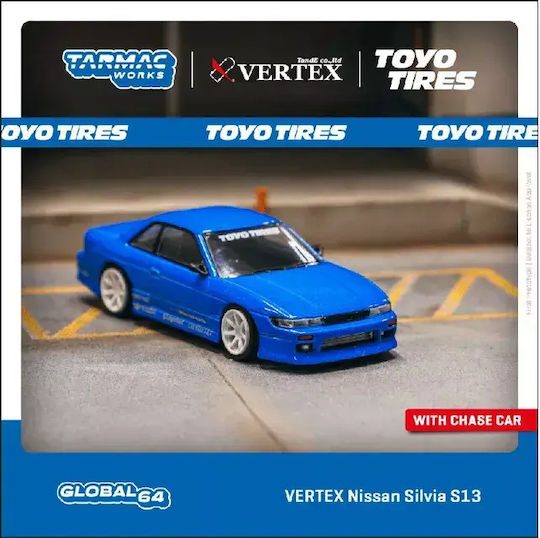 Machetă Mașină Nissan Silvia S13 Toyo Tires Vertex Albastru 1:64 Tarmac