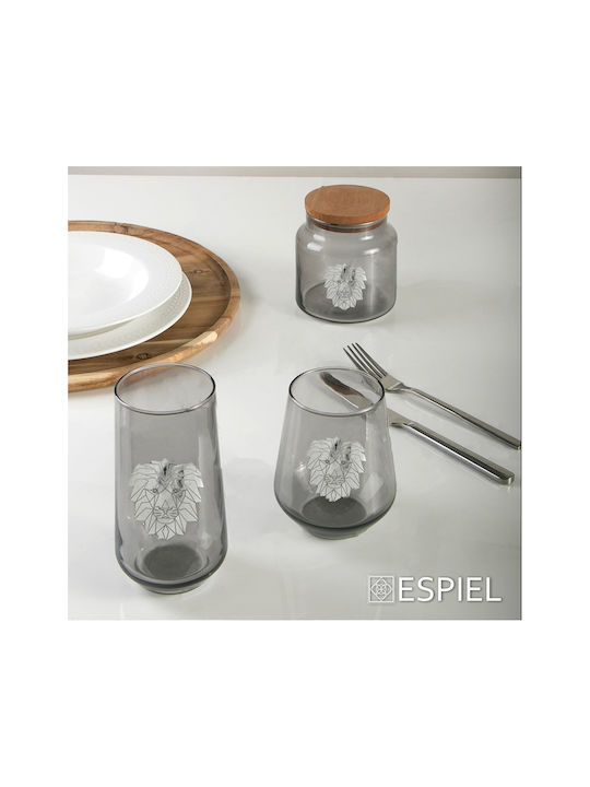 Espiel Jungle Lion Set Gläser Whiskey aus Metall in Silber Farbe 425ml 6Stück