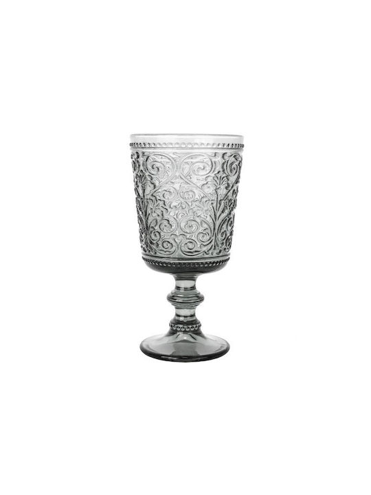 Cryspo Trio Tiero Set Gläser Wasser aus Glas in Gray Farbe Mit Stiel 360ml 6Stück