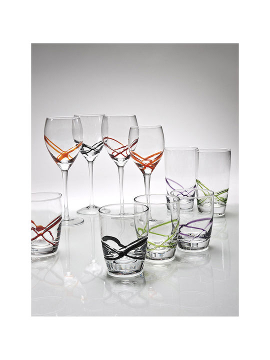 Cryspo Trio Set Gläser Wasser aus Glas in Lila Farbe 455ml 6Stück