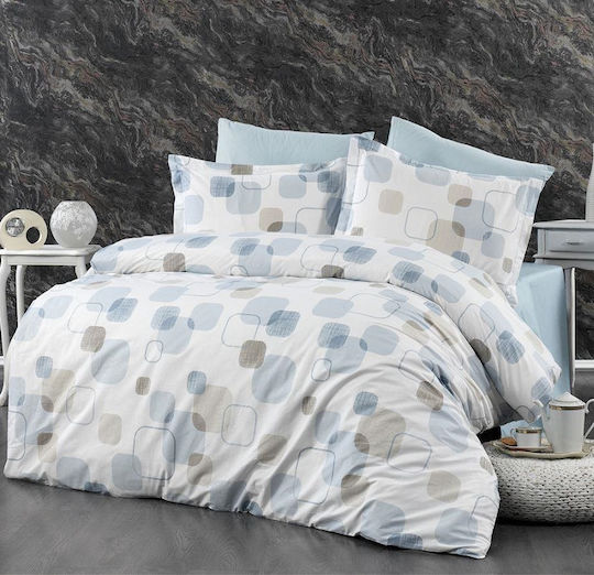 Dimcol Μελίνα Σετ Σεντόνια Υπέρδιπλα 220x240εκ. White-light Blue (4τμχ)