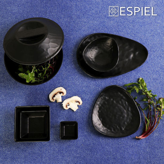 Espiel Wavy Πιάτο Γλυκού Τρίγωνο από Μελαμίνη Μαύρο 26x24cm 6τμχ