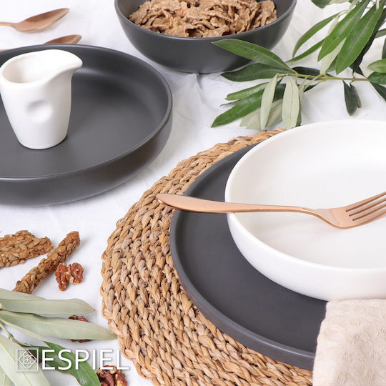 Espiel Terra Matt Πιάτο Ρηχό από Πορσελάνη Μαύρο με Διάμετρο 26cm 6τμχ