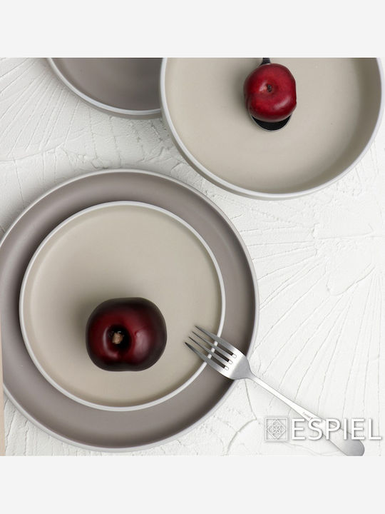 Espiel Mood Plate Soup Ceramic Gray with Diameter 20.3cm 6pcs