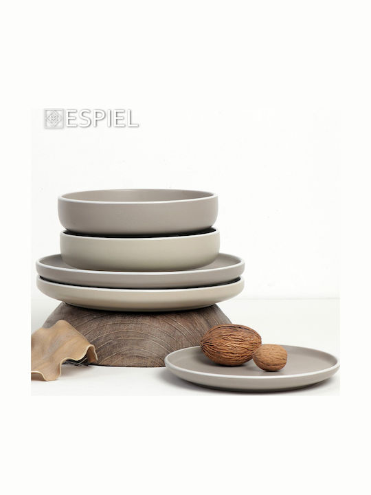Espiel Mood Plate Soup Ceramic Gray with Diameter 20.3cm 6pcs