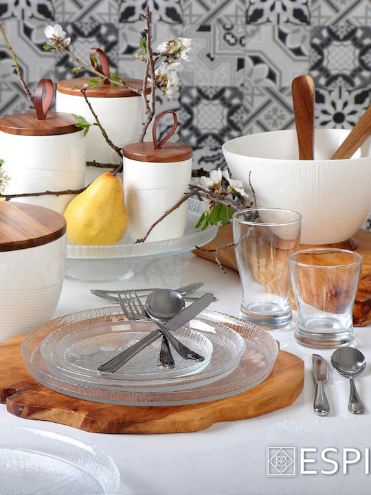 Plate Shallow Transparent with Diameter 22cm 6pcs
