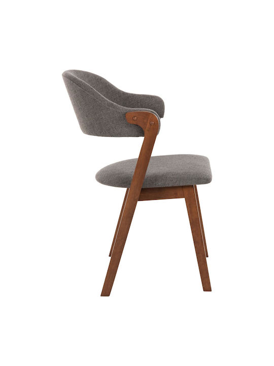 Rubberwood Dining Room Wooden Armchair Walnut - Grey Fabric 59x59x83cm 2pcs