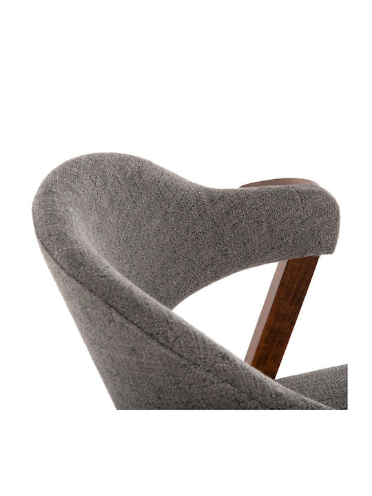 Rubberwood Dining Room Wooden Armchair Walnut - Grey Fabric 59x59x83cm 2pcs