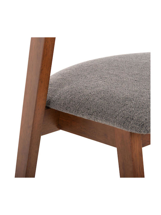 Rubberwood Dining Room Wooden Armchair Walnut - Grey Fabric 59x59x83cm 2pcs