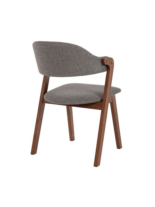 Rubberwood Dining Room Wooden Armchair Walnut - Grey Fabric 59x59x83cm 2pcs