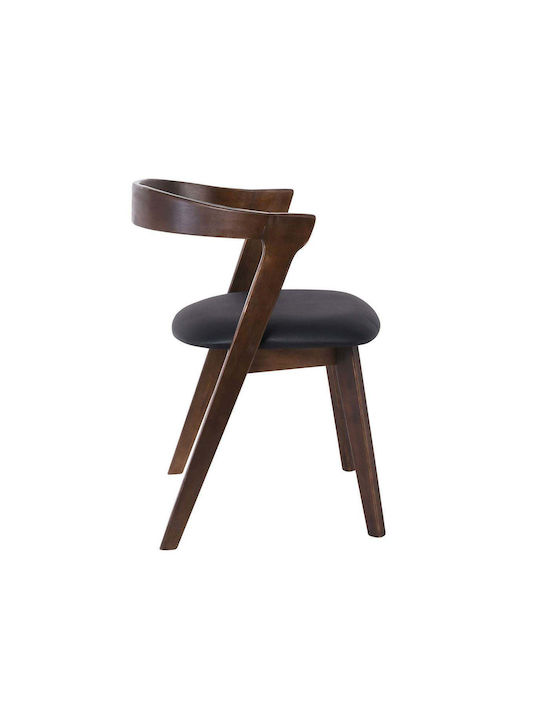 Sandra Dining Room Artificial Leather Chair Walnut, Black 52x56x76cm 2pcs