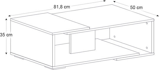 Rectangular Central Coffee Table Mareta Wooden White - Walnut W81.8xL50xH35cm
