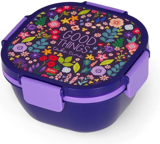 Legami Milano Plastic Purple Lunch Box With Compartments 1.7lt