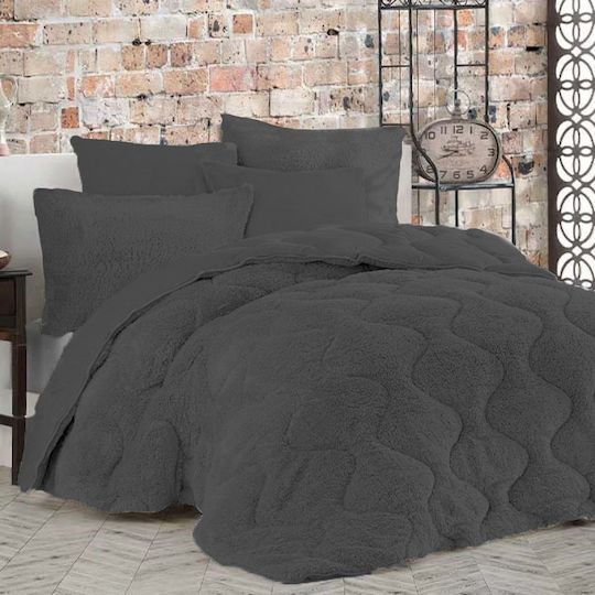 Homeone Duvet Cover Set Queen 220x240cm Black Velvet-Black Metal 3pcs 300 GSMGsm