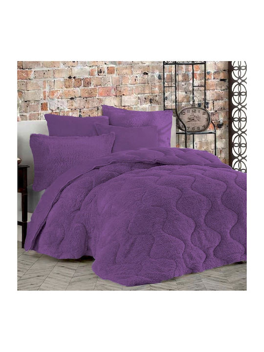 Homeone Duvet Cover Set Queen 220x240cm Purple 3pcs 300 GSMGsm