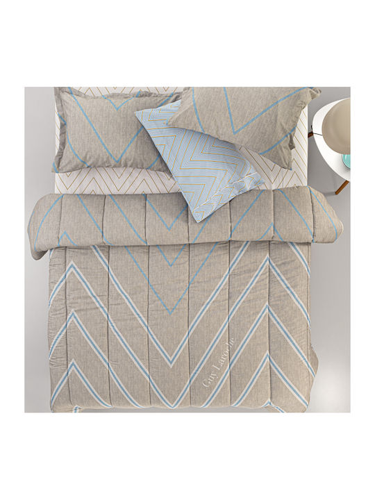Guy Laroche Duvet Set Queen with Microfiber Filling 220x240cm Canyon Beige 3pcs 530 GSMGsm
