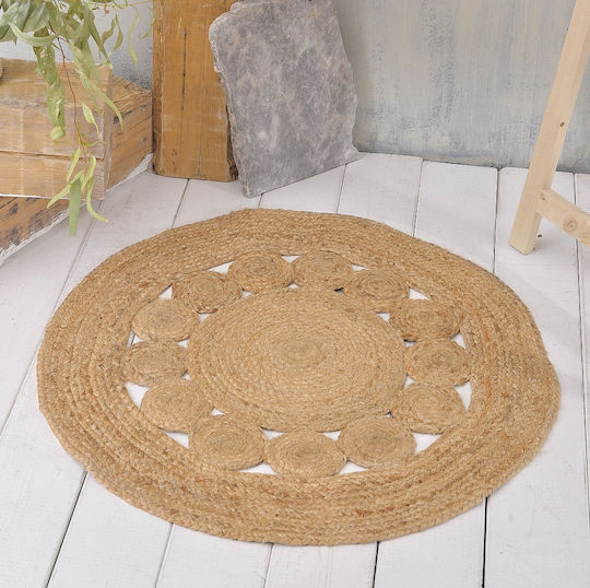 Rythmos Indiana Teppich Rund Sommer aus Jute Beige