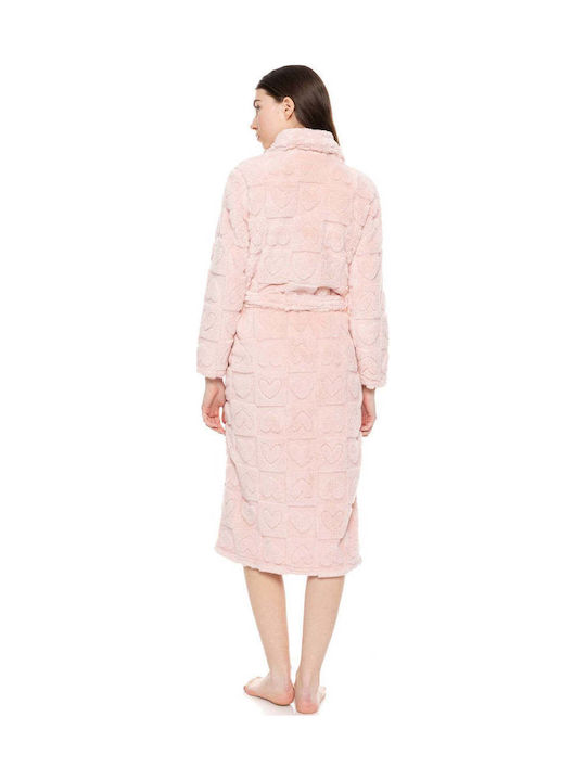 Pink Label Зимна Дамска Халат Бяла