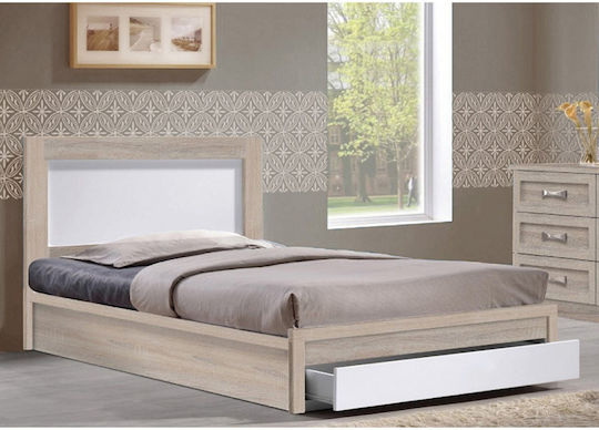 Melany Bett Einzelbett Holz Sonama-white für Matratze 90x190cm