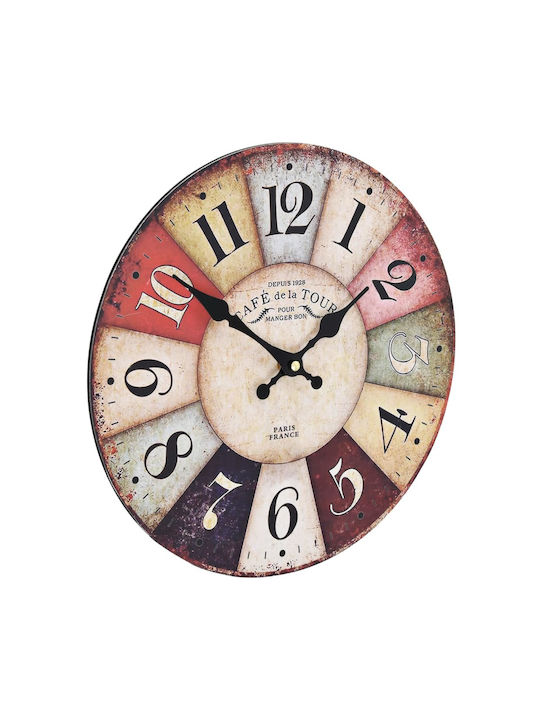 vidaXL Vintage Vereinigtes Königreich Antikes Wanduhr Hölzernes Rot Ø30cm