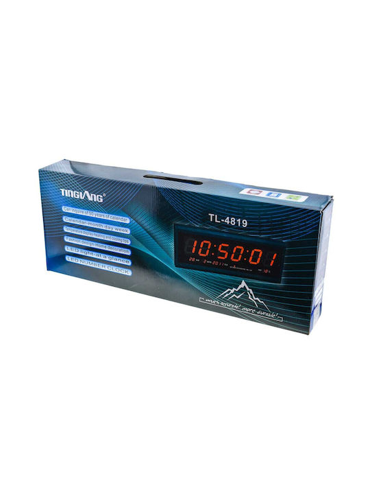 LED табела Стенен часовник Дигитален Пластмаса Черен 46x22см