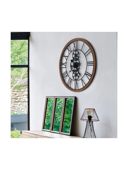 Antique Wall Clock Metallic Black Ø70cm
