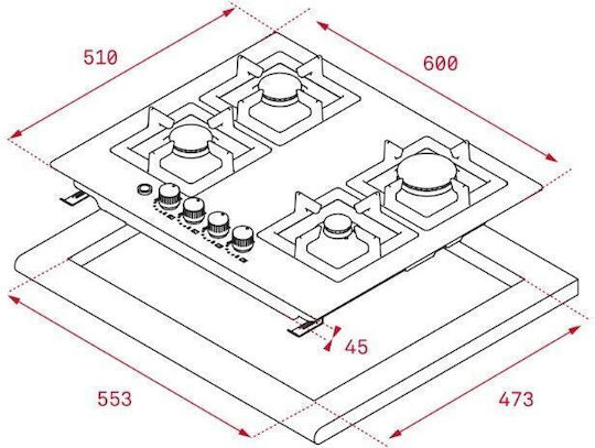 Teka Εστία Υγραερίου & Ρεύματος Αυτόνομη Inox 60x51εκ. Ασημί