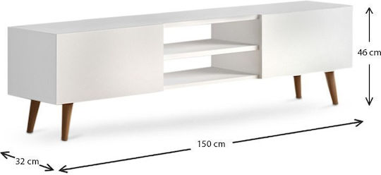 TV-Möbel Hölzernes Plane White L150xB32xH46cm