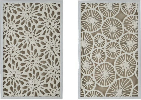 Artekko Mosaik Beige Gemälde Papier-Technik Rahmen 50x3x80 cm 2 Stück 50 cm x 3 cm x 80 cm